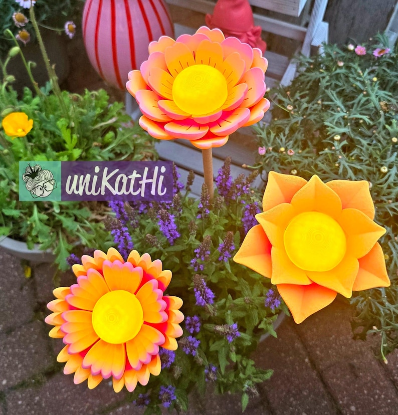 3D-utskriftsfil, 3D-blomma "GEBBI" STL-fil, trädgårdsdekoration för pool, balkong, LED-insats, exklusiv design, privat bruk inklusive mini-kommersiell licens bild 2