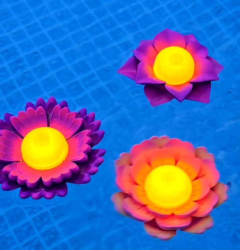 3D-utskriftsfil, 3D-blomma "GEBBI" STL-fil, trädgårdsdekoration för pool, balkong, LED-insats, exklusiv design, privat bruk inklusive mini-kommersiell licens bild 6