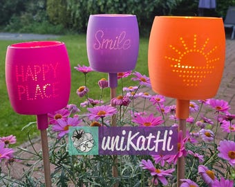 3D print file, bundle of 3, lantern motif "Happy Place, Smile, Sunset" summer decoration, garden party, private use incl. mini commercial license