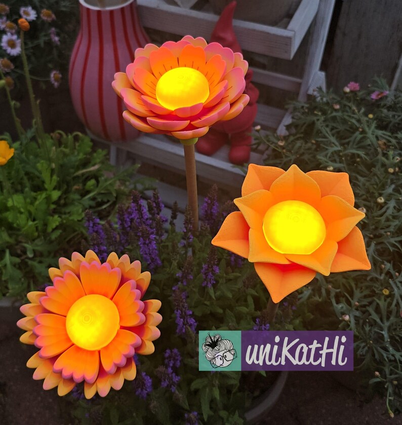 3D-utskriftsfil, 3D-blomma "GEBBI" STL-fil, trädgårdsdekoration för pool, balkong, LED-insats, exklusiv design, privat bruk inklusive mini-kommersiell licens bild 8