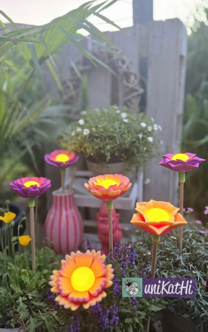 3D-utskriftsfil, 3D-blomma "GEBBI" STL-fil, trädgårdsdekoration för pool, balkong, LED-insats, exklusiv design, privat bruk inklusive mini-kommersiell licens bild 5