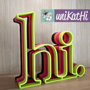3D print file, "hi." STL, 3mf, home, decoration, welcome, 3D printing, private use including mini commercial license image 3