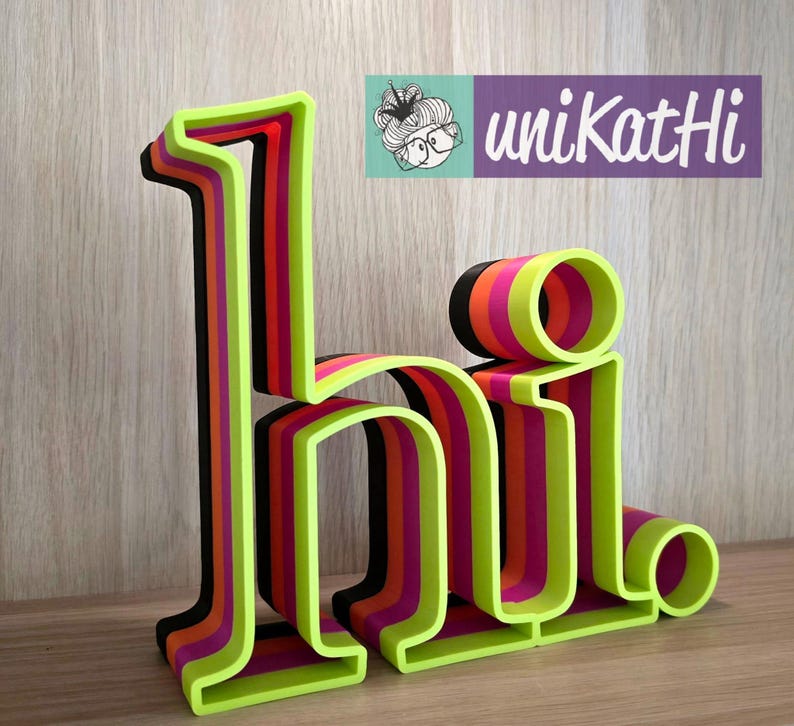 3D print file, "hi." STL, 3mf, home, decoration, welcome, 3D printing, private use including mini commercial license image 3