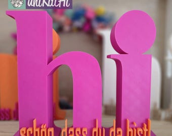 3D print file, lettering "hi - nice that you're here" STL, 3mf, home, decoration, living, 3D printing, private incl. mini commercial license