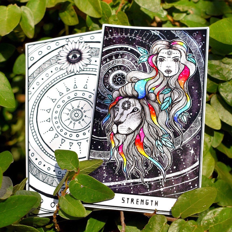 A4 strength tarot card original wall art print cosmic visions  etsy A4 strength tarot card original wall art print cosmic visions  etsy