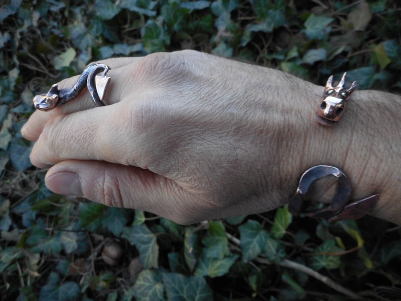 DRAGON Copper Cuff Bracelet for New Boyfriend Gift for Him Sci-Fi Fan Jewelry Blacksmith Made Bracelet Copper Ancient Jewelry