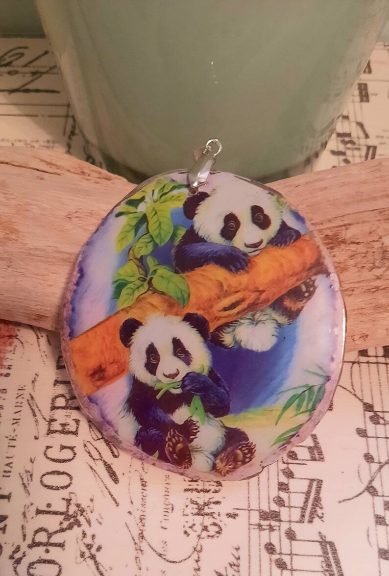 PANDA BEAR SPIRIT animal pendant large Agate gemstone 3 in | Etsy