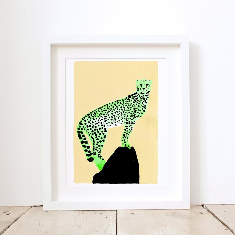 Small Print Cheetah Modern Art Print Savanna Animal Nursery Etsy