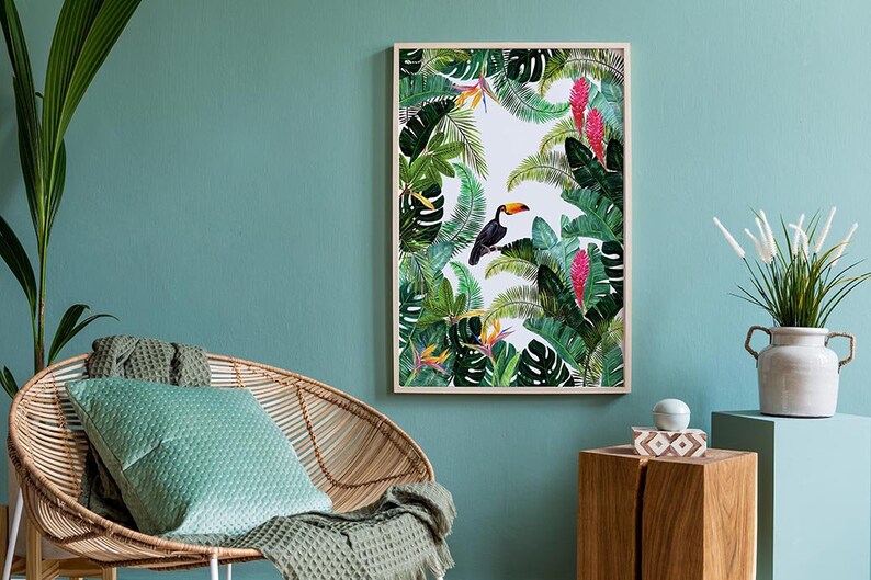 Jungle Wall Art Print Green Tropical Wall Art Poster Exotic Etsy