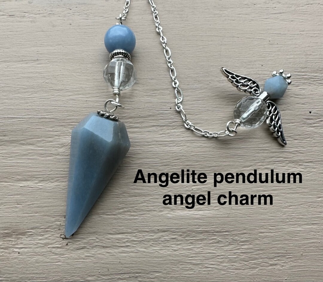 Angelite Pendulum With Angel Charm. Handmade. One of a Kind. - Etsy