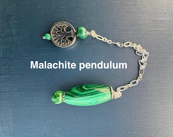 Malachite pendulum with tree of life charm
