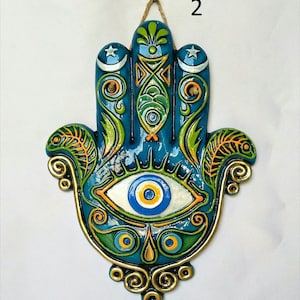 Arte de cerámica en relieve para colgar en la pared, hamsa, Khamsa, mano de Hume, mano de Fátima, mano de Miriam, decorativo