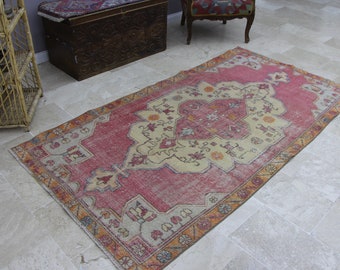 Turkish rug Small rug Oushak rug Cod5780 Bohemian rug Anatolian rug Doormat decor 2.2 x 4.9 ft Tribal area rug Vintage rug Wool rug