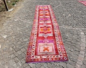 anatolian rug, handknotted vintage rug, Free Shipping 2.9 x 13.6 ft. hallway runner rug, turkish area rug, runner decorative rug, MB2267