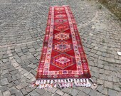 vintage wool rug, herki rug, bohemian runner rug, 2.6x 12.5 ft. free shipping, turkish rug, anatolian carpet, vintage rug, floor rug, MB2231