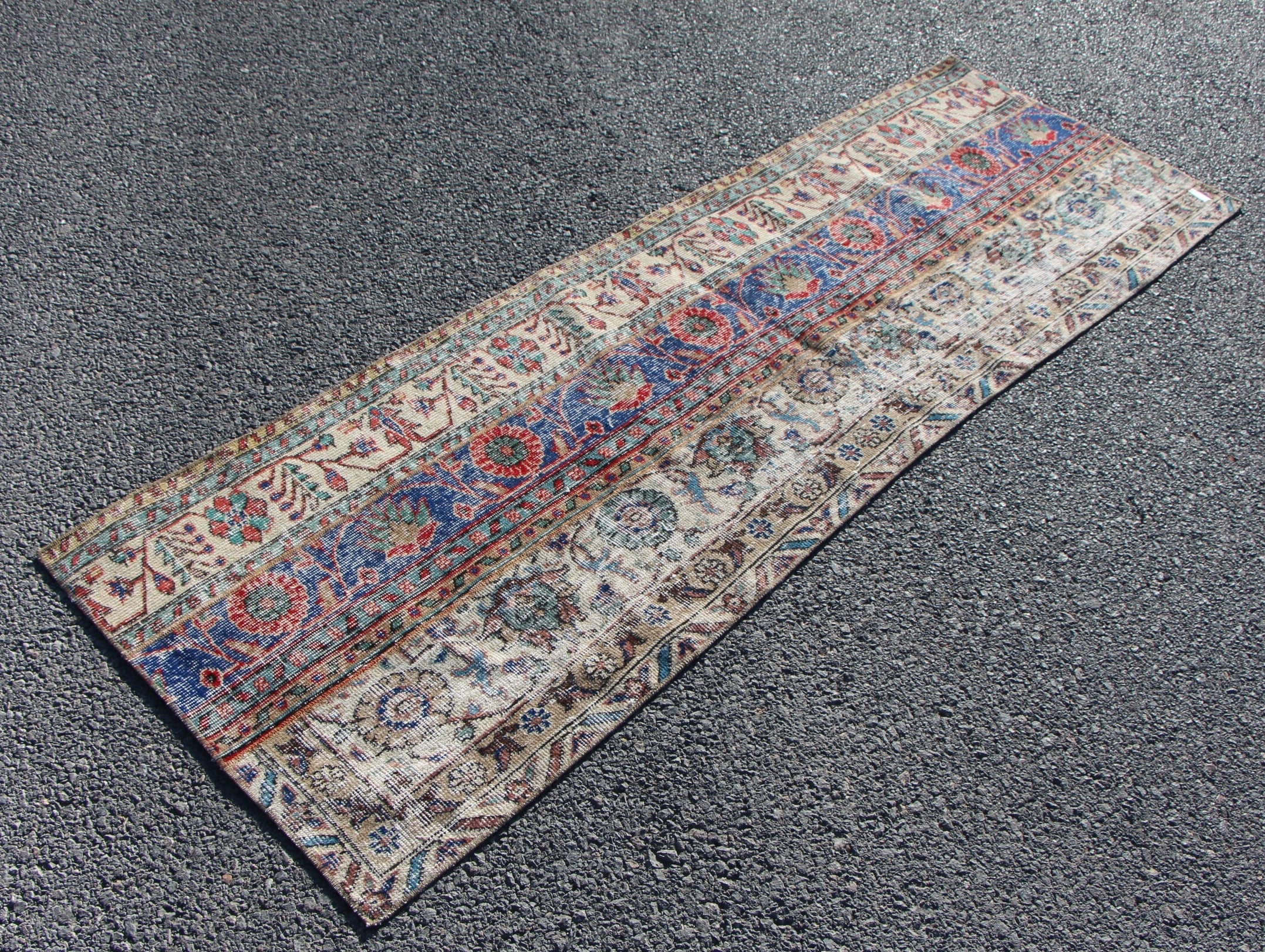 ヴィンテージ　トルコラグ　ランナー トルコ製ランナーラグ、ヴィンテージパッチワークラグ、ハンドメイド