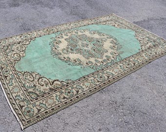 Oriental Runner Area Rug 5.8 x 9.3 ft  Turkey Rug Floor Rug Handknotted Rug Free Shipping Vintage Handmade Rug Decorative Rug MBS10825