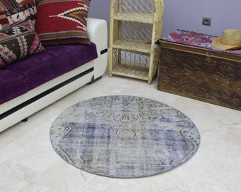 turkish rug, round  rug, boho decor rug 3.9 x 3.9 ft  rug , bedroom  rug , front door rug , rustic rug , area rug , etsy rug, rug , MB8358