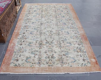 Dywan kwiatowy, Dywan, Dywan vintage, Dywan turecki, Darmowa wysyłka Dywan boho, Dekor boho, Dywan do sypialni, Dywan wełniany, 5 x 8,3 stopy MBZ3203