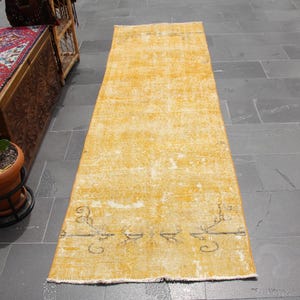 Corridor rug, Turkish runner rug, Vintage rug, Handmade rug, Boho rug, Oushak rug, Home decor, Aztec rug, Hallway rug, 2.8 x 9.6 ft MB13895