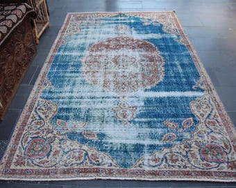 Turkish small rug, Vintage area rug, Decorative rug, Handmade rug, Bohemian rug, Doormat, Boho home decor, Rustic decor 5 x 8.2 ft MBZ5677