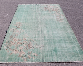 Handmade rug, Turkish rug, Vintage area rug, Bedroom rug, Organic wool rug, Overdyed rug, Home decor, Boho decor,  5.4 x 8.7 ft MB13303