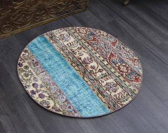 トルコ絨毯、ヴィンテージ絨毯、ラウンド絨毯、ウシャク絨毯、円形絨毯