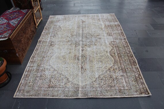 Turkish Vintage Rug, Diningroom Rug, Handmade Area Rug, Wool Rug 