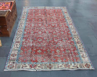 Large Turkish rug, Area rug, Handmade rug, Wool rug, Oushak rug, Home decor, Bohemian rug, Tribal rug Natural rug 4.9 x 8.5 Ft MB14544