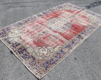 Türkischer Teppich, Oushak Teppich, Vintage Teppich Kostenloser Versand 1,5 x 2,5 m Übergröße Teppich, Großer Teppich, Patchwork Teppich, Handgefertigter Teppich, Wollteppich MBS8987