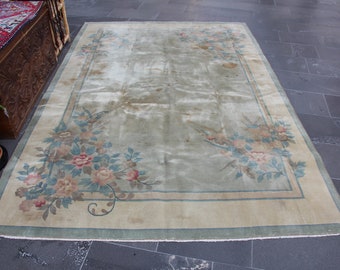 Large size rug, Vintage floral rug, Turkish rug, Handmade rug, Nomadic rug, Bohemian rug, Livingroom decor, Carpet, 5.8 x 8.8 ft MBZ1190