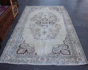 Oushak  rug, Turkish rug, Vintage rug, Handmade rug, Home decor rug, Bohemian rug, Wool rug, Aztec rug, Kitchen rug, 5.7 x 9.4 Ft MB14190