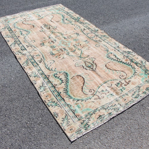 Faded rug, Large area rug, Turkish vintage rug, Handmade boho rug, Home decor, Diningroom rug, Oriental rug, Carpet 4.7 ft x 8.9 shops ft MB11906