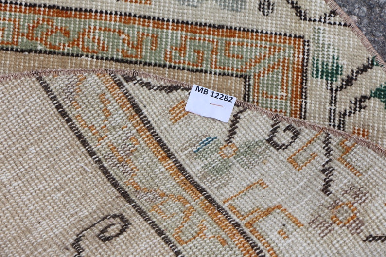 Beige Oriental Rug, Turkish Round Rug, Vintage Boho Decor, Handmade