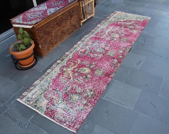 ヴィンテージ ランナー ラグ、トルコ ラグ、カーペット、2.6 x 8.9