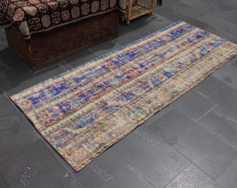 Turkish rug, Area rug, Vintage rug, Bohemian rug, Oushak rug, Home decor, Rustic rug, Wool rug, Organic wool rug 2.7 ft x 7.3 ft MB14859