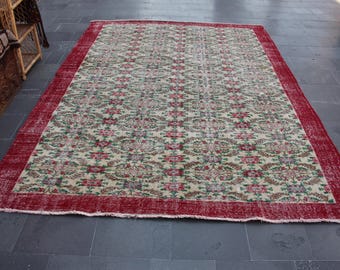 turkish oushak rug, area rug Free Shipping 7.5 x 12.9 ft handknotted rug, vintage rug, bohemian rug, wool rug, rug, decorative rug MB15007