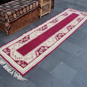Corridor rug, Turkish runner rug, Vintage rug, Handmade rug, Boho rug, Oushak rug, Home decor, Aztec rug, Hallway rug, 2.6 x 9.7 ft MB15212