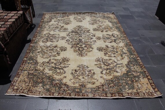 Vintage Rug, Turkish Rug, Handmade Floor Rug, Oushak Rug Bohemian