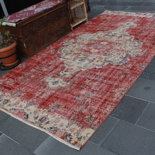 handmade area rug, vintage red rug, kitchen rug Free Shipping 5.1 x 9.8 ft boho rug , area rug , anatolian rug , turkish rug MBZ2773