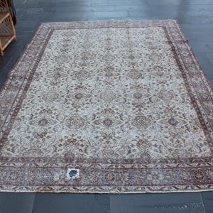 Turkish oriental rug, Vintage rug, Area rug, Rustic kitchen decor, Bedroom rug, Home decor, Bohemian rug, Wool rug Rug 6.6 x 9.7 Ft MBZ4227