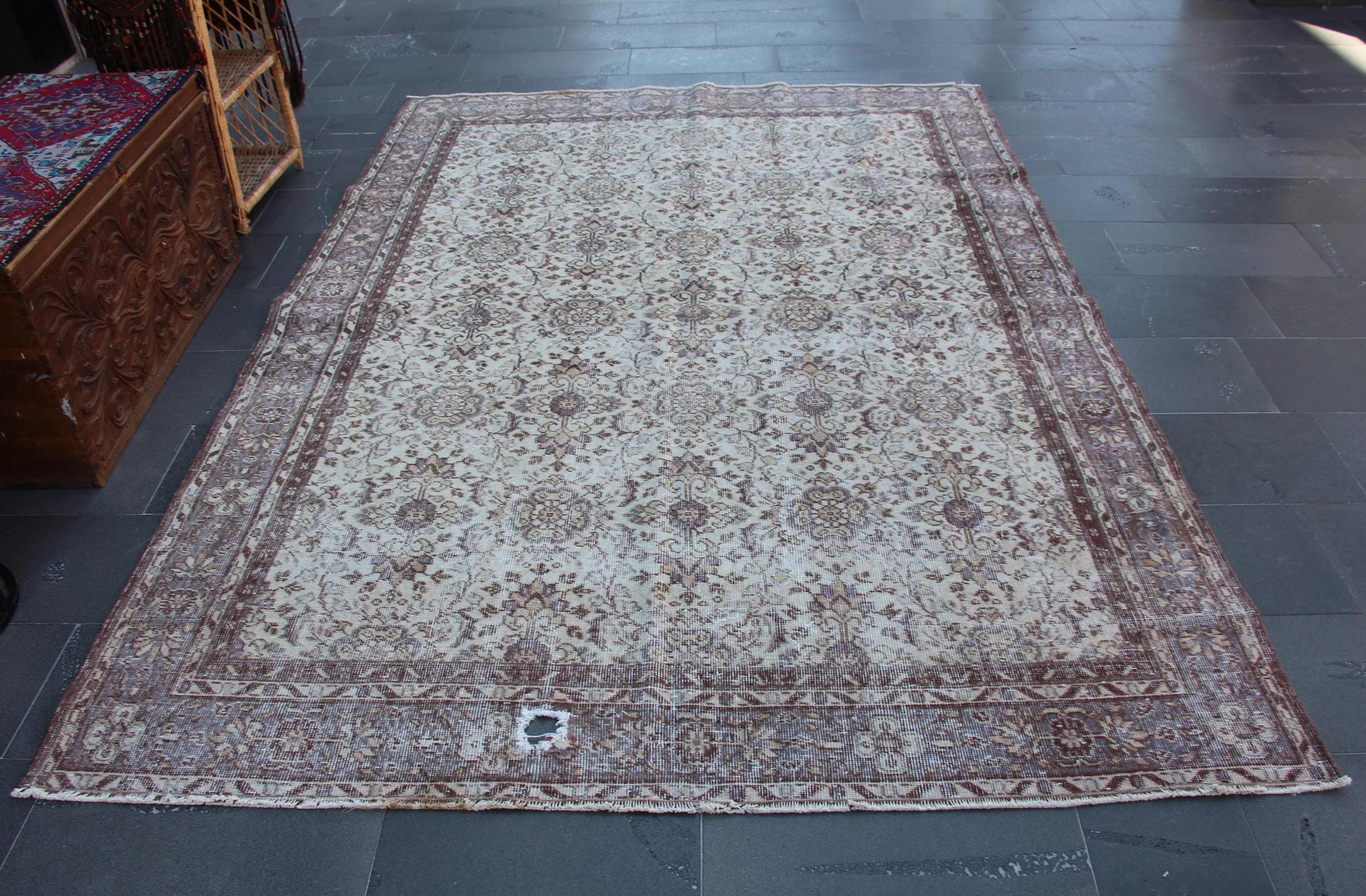 トルコのオリエンタルラグ、ヴィンテージラグ、エリアラグ、素朴な