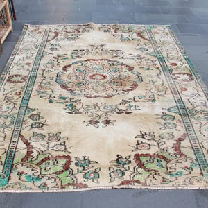 Turkish rug, Vintage rug, Area rug, Bedroom rug, Handmade rug, Oushak rug, Tribal rug, Rustic rug, Aztec rug, Carpet, 5.8 x 7.5 ft MBZ1856