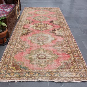 Runner turkish rug, Oriental rug, Turkey rug, Vintage area rug, Hallway rug, 4.9 x 11.9 ft  Entryway rug, Oushak rug, Boho decor rug MB10066