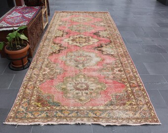 Runner turkish rug, Oriental rug, Turkey rug, Vintage area rug, Hallway rug, 4.9 x 11.9 ft  Entryway rug, Oushak rug, Boho decor rug MB10066