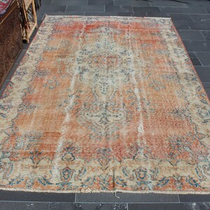 Turkish rug, Area rug, Vintage rug, Bohemian rug, Oushak rug, Home decor, Rustic rug, Wool rug, Organic wool rug 5.4 ft x 9.1 ft MBZ2851
