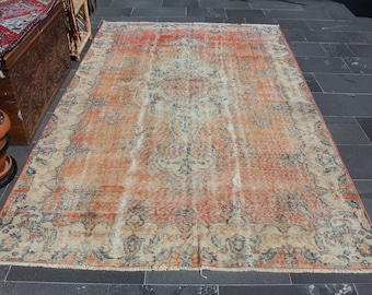 Turkish rug, Area rug, Vintage rug, Bohemian rug, Oushak rug, Home decor, Rustic rug, Wool rug, Organic wool rug 5.4 ft x 9.1 ft MBZ2851