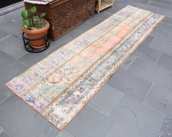 Turkish runner area rug, Vintage handmade woolrug, Hallway decor, Colorful rug, Patchwork rug, Entryway rug, Carpet, 2.5 x 8.8 ft. MB13962