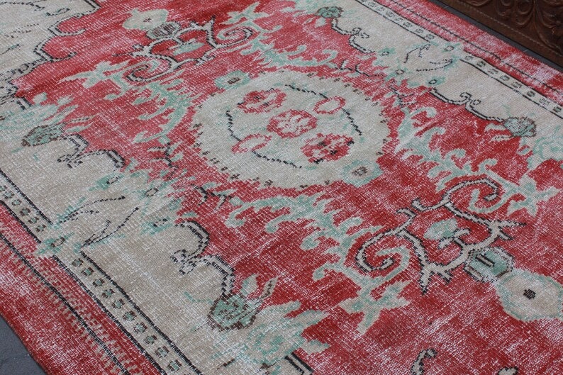 Turkish rug, Vintage area rug, Livingroom rug, Organic wool rug, Oriental rug, Home decor, Boho decor, Handmade rug, 5.2 x 8.3 ft MB9119 image 5