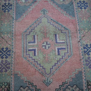 Turkish small rug, Vintage rug, Doormat rug, Bohemian rug, Home decor, Natural rug, Aztec decor, Bathroom rug, 3.5 x 5.8 ft MBZ3443 image 5